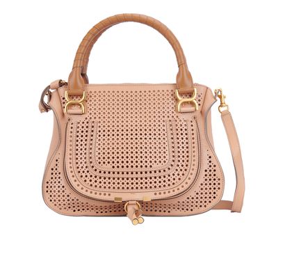 Chloé Perforated Marcie, &pound;595, Handbags, Pink, Leather, Front view